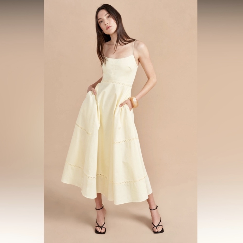 NWT La Ligne Yellow Hayley Midi Dress Size Small